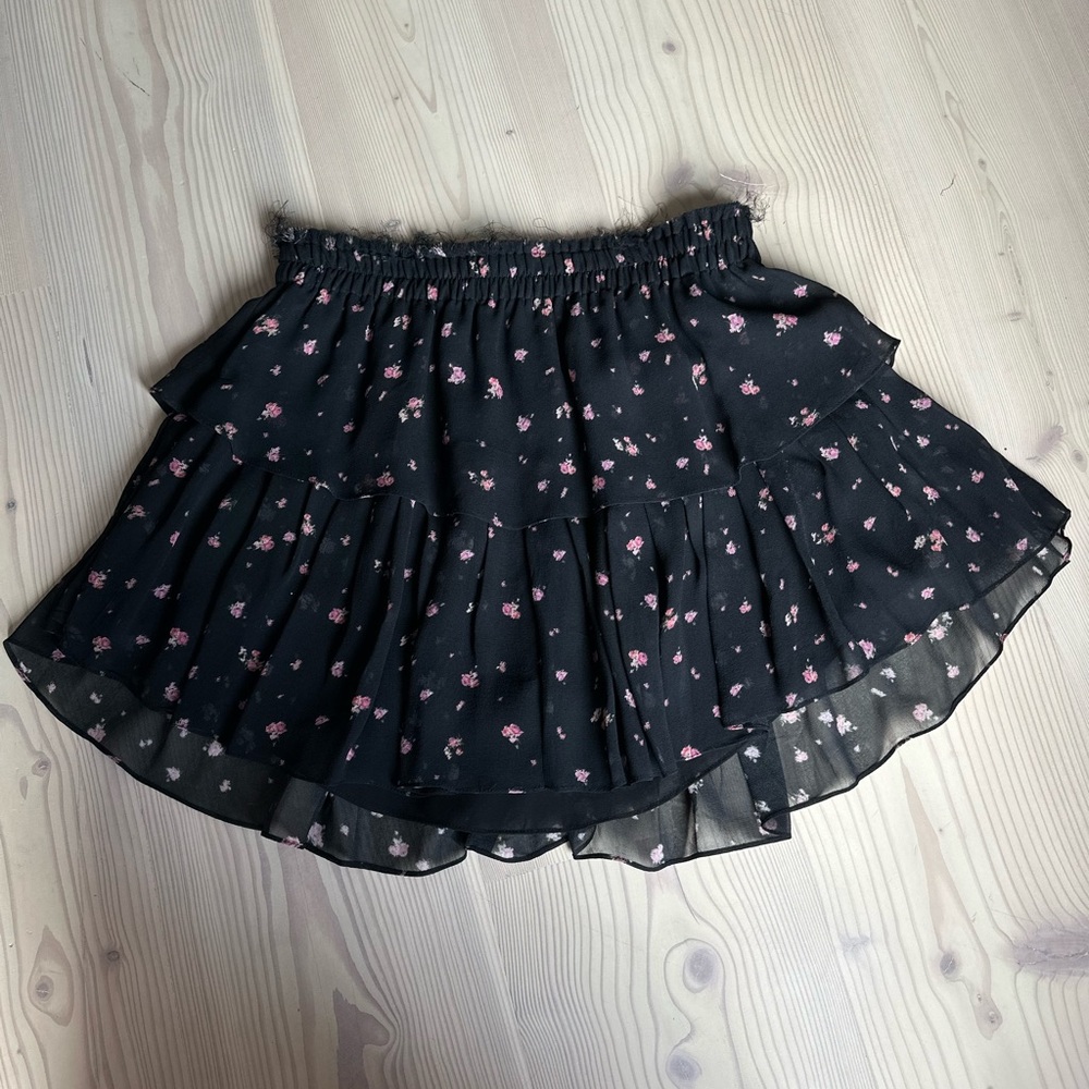 LoveShackFancy Silk Floral Skirt, Size S